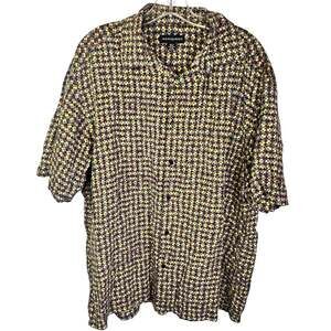 Jhane Barnes Vintage Geometric 100% Silk Button Up Shirt Sz XL 90s Grandpa Retro